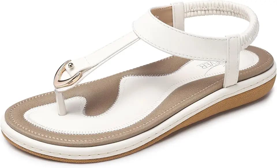 SHIBEVER Womens Flat Sandals Summer: Dressy T-Strap Flip Flop Thong Sandal