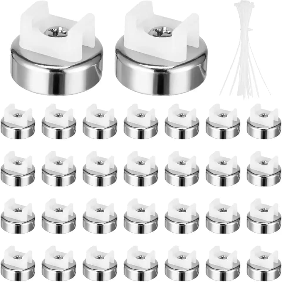 Magnetic Cable Zip Tie Mounts Kit, 30 Pcs Holders with 100 Pcs Cable Ties, Heavy-Duty Magnetic Wire Management for Desk, Office, Home, Automotive, Marine, Multipurpose Cable Clips Organizers, Silver
