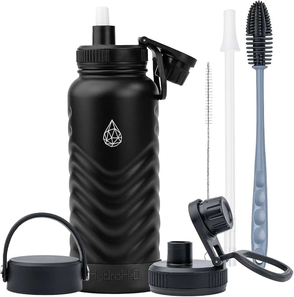24 oz Insulated Stainless Steel Water Bottle With Straw & Spout Lids
