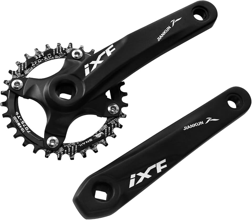 ZTZ Mountainbike 170 mm Vierkant-Kurbelgarnitur mit 104 BCD 32/34/36/38T Kettenblatt, MTB-Kurbel aus Aluminiumlegierung, rundes Kettenblatt und Kurbel, passend für Shimano, SRAM, FSA