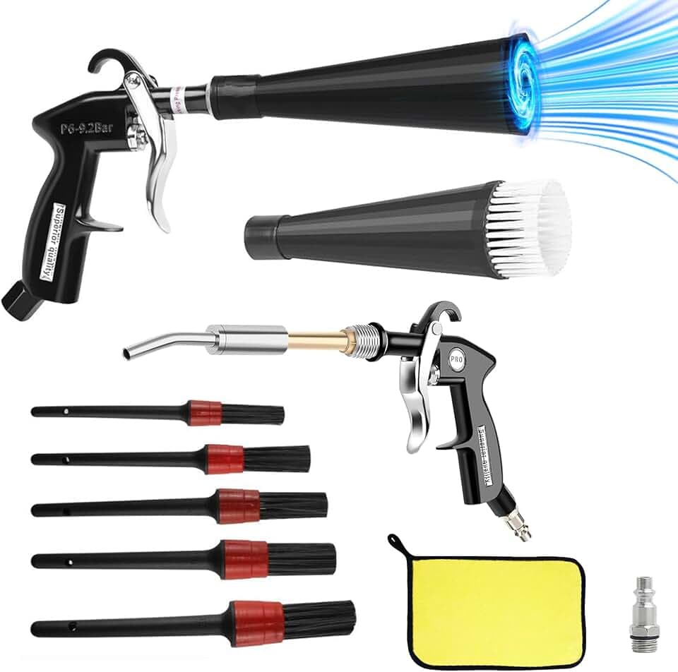 Druckluft Reinigungspistole - Präzise Luftpistole für Auto, Motor, Felgen & Innenraum, Vielseitiges Druckluftwerkzeug zur Reinigung von Stoff, Leder & schwer erreichbaren Stellen