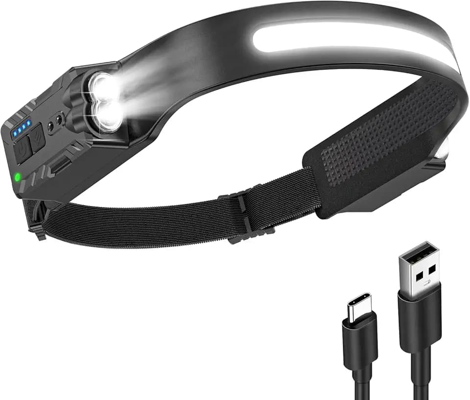 Diboniur Stirnlampe LED Wiederaufladbar 340° mit 8 Modi