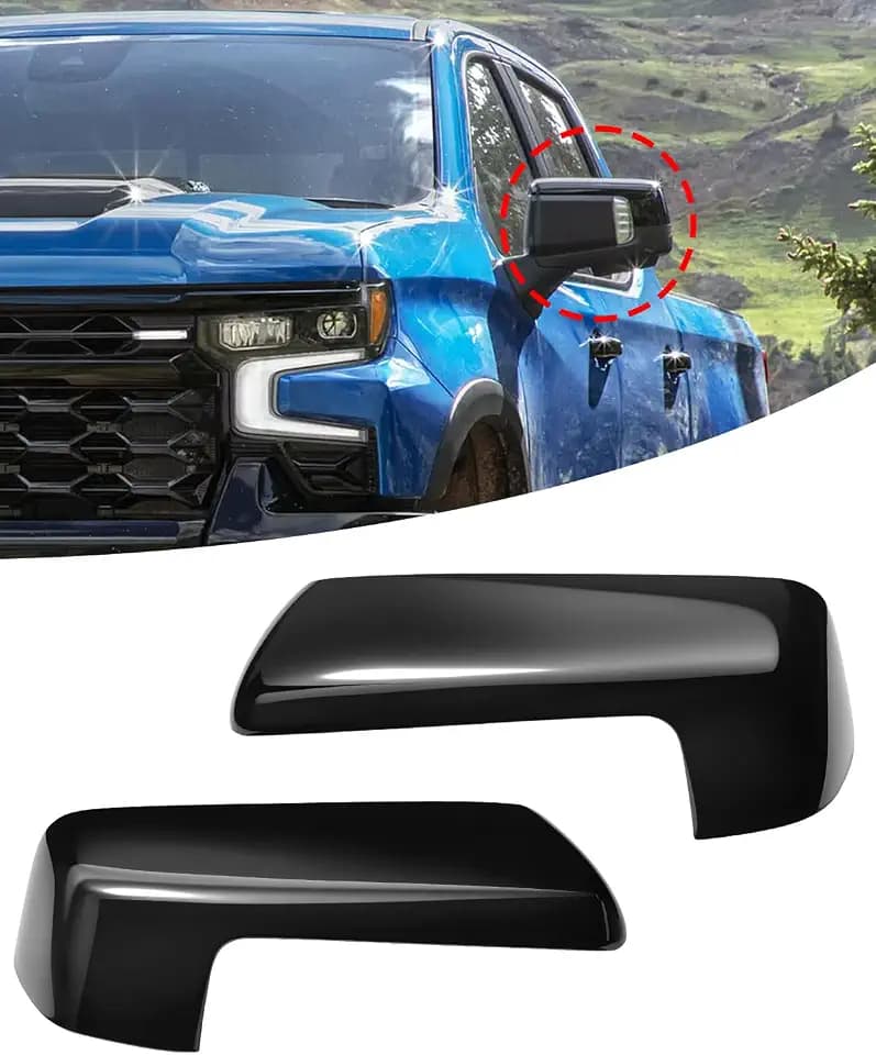 Gloss Black Mirror Cap Cover for 2019-2024 Silverado Sierra 1500