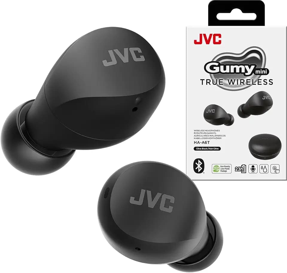 JVC Gumy Mini HAA6TB True Wireless Earbuds, Black