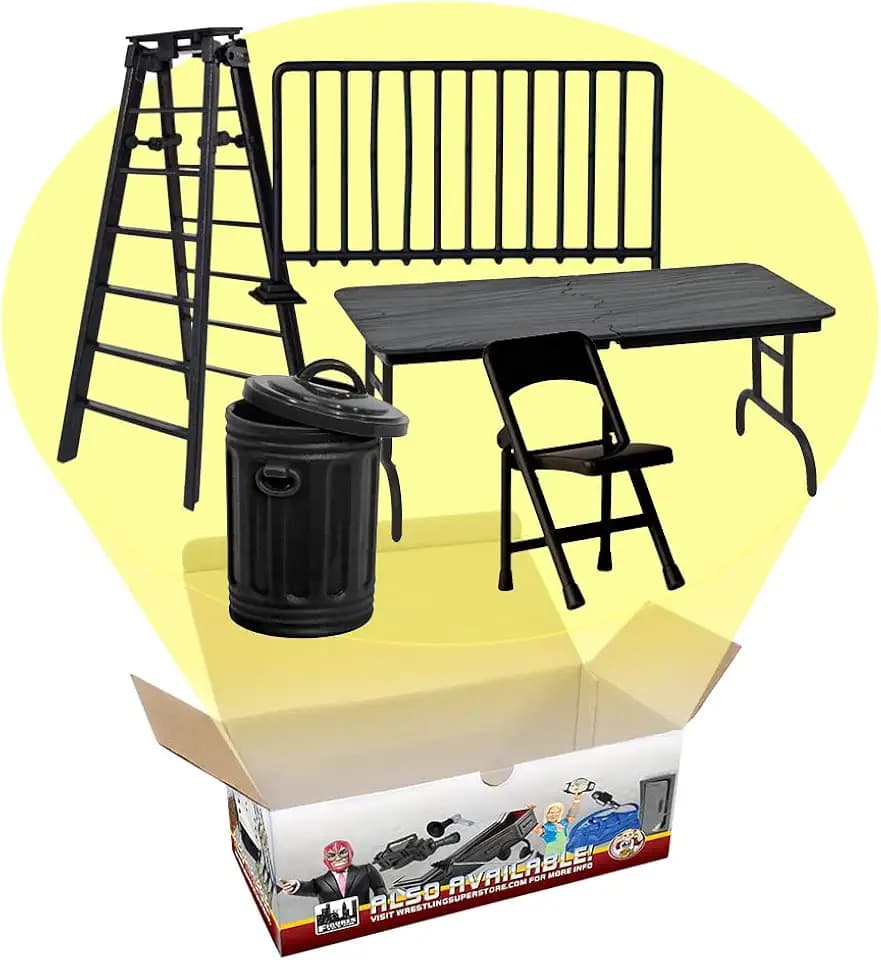 Set of 5 Solid Black Wrestling Action Figure Accessories
