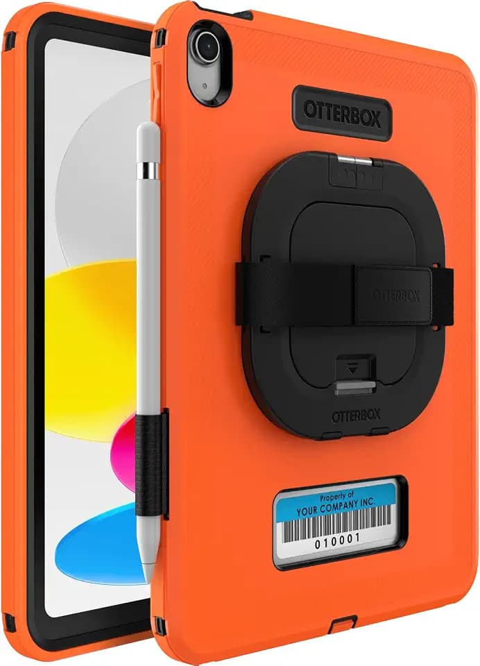 OtterBox Defender for Business W/Kickstand/HANDSTRAP for iPad (A16) & iPad 10th Gen - HIGH Visibility (Orange),Rugged & Durable,screenless,Port Protection,Includes Shield-Stand (Non-Retail Packaging)
