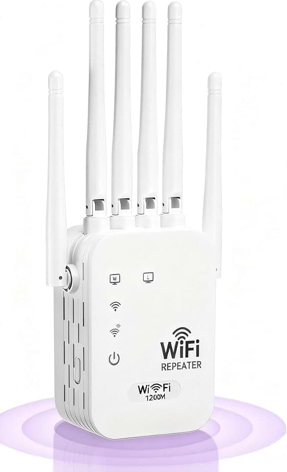2026 WiFi Extenders Signal Booster for Home, 1200Mbps Dual-Band 5GHz 2.4GHz Signal Long Range Up to 10000 sq. ft & 50 Devices (6 Antennas)
