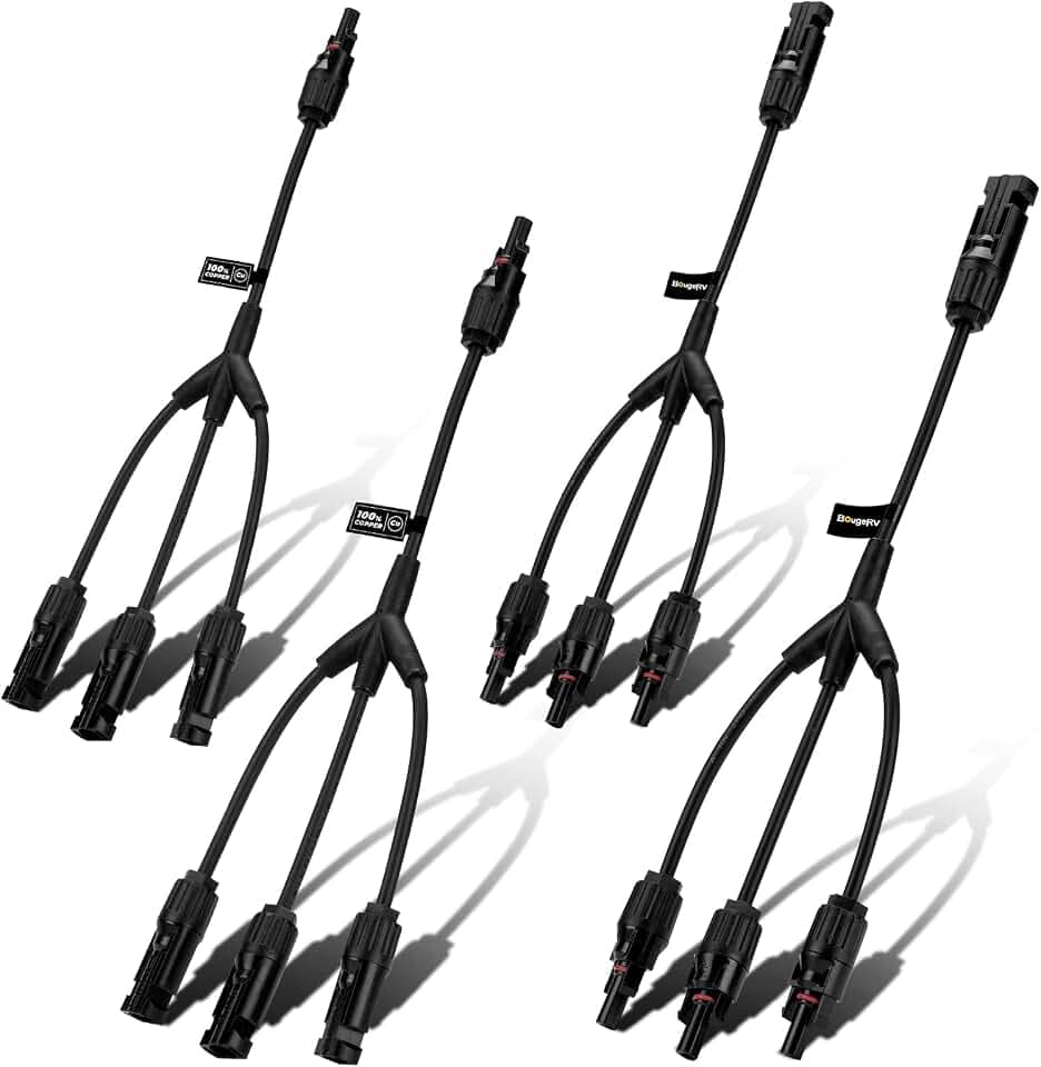 BougeRV Solar Y Connectors 1 to 3 Solar Parallel Connectors, 2 Pairs