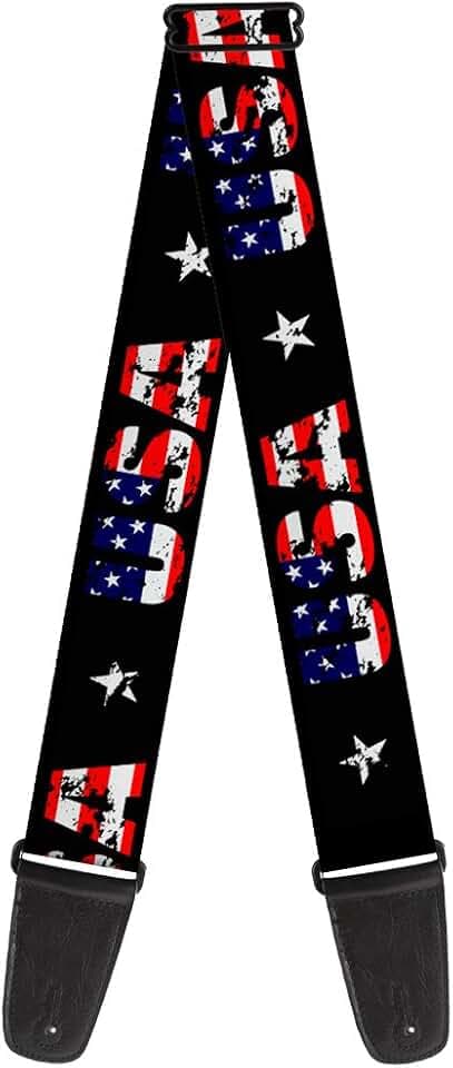 Gitarrengurt von Buckle-Down USA w/Star Black/US Flags