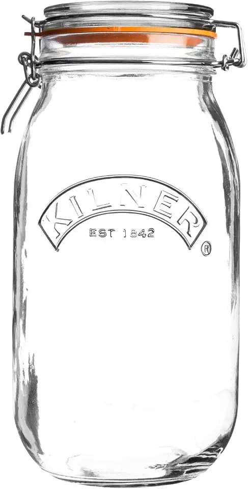 Kilner Bügelverschluss Glas | 3 L | Rund | Vorratsgläser mit Deckel luftdicht | mit Gummidichtung | Glas mit Deckel für Gewürze oder Gemüse | Spülmaschinengeeignet