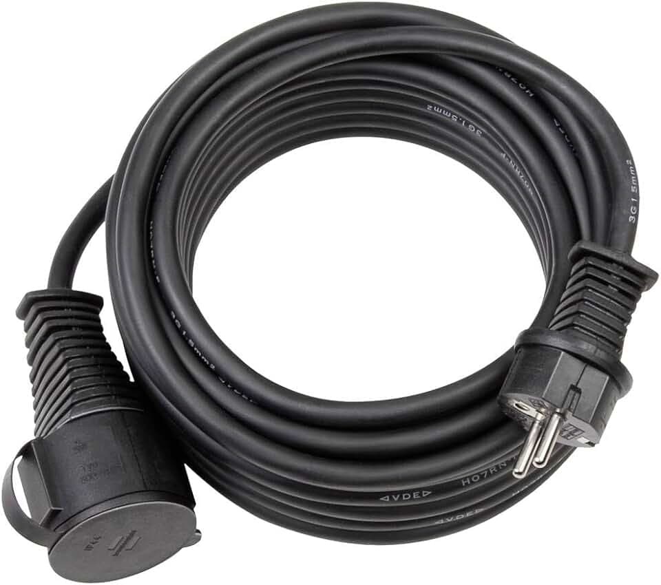Brennenstuhl Baustellen-Verlängerungskabel IP44 (25m Kabel, H07RN-F 3G2,5, für den Außenbereich und den Einsatz auf Baustellen) schwarz