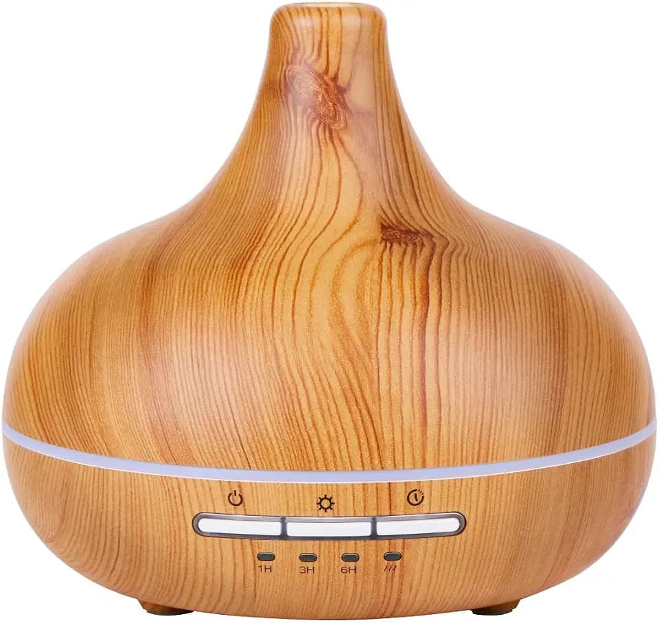 Grundig Aroma Diffuser Luftbefeuchter 300ml - Elektrischer Duftöl Diffuser Mit LED-Licht und Timer - Diffusor Für Ätherische Öle - Ohne Kabel - Bamboo, Braun
