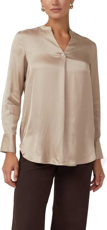 s.Oliver Damen Elegante Satin-Bluse mit Manschetten Bluse Langarm