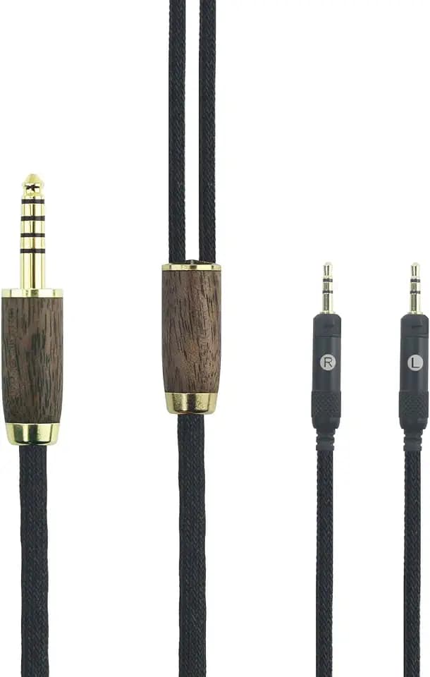 NewFantasia Replacement Audio Cable 4.4mm Balanced Cable Compatible with Audio Technica ATH-R70x, ATH-R70xa Professional Headphone 6N OCC Copper Silver Plated Cord Walnut Wood Shell