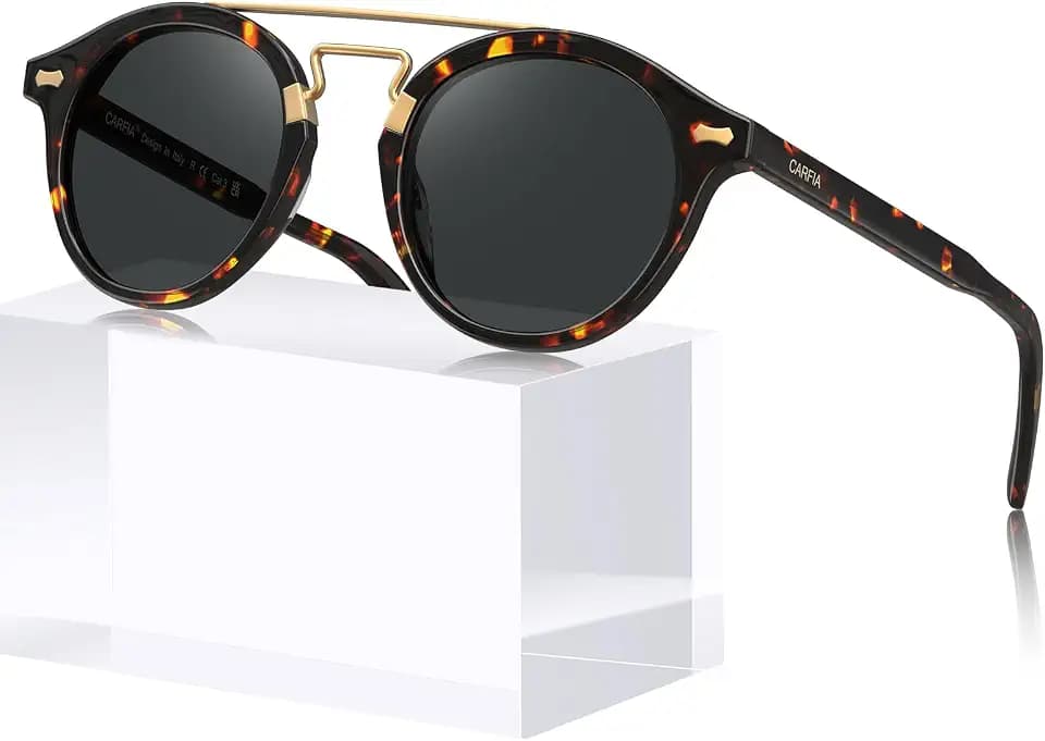 CARFIA Retro Round Acetate Polarized Sunglasses for Men Women CA3399L
