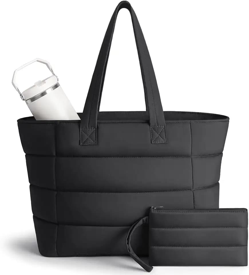 PASMAN Puffer Tote Bag for Women - Nurse Bag with Bottle Pocket
