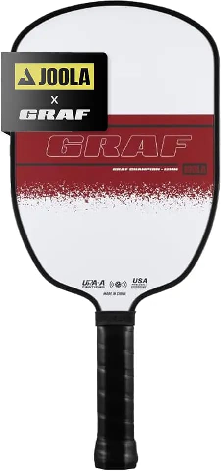 JOOLA Agassi GRAF Champion 12mm Pickleball Paddle - Sandblasted Pickleball Racket Increases Spin & Control - Agassi Shape with Extended Sweet Spot - UPA-A Certified - USAP Approved - NFC Chip Enabled