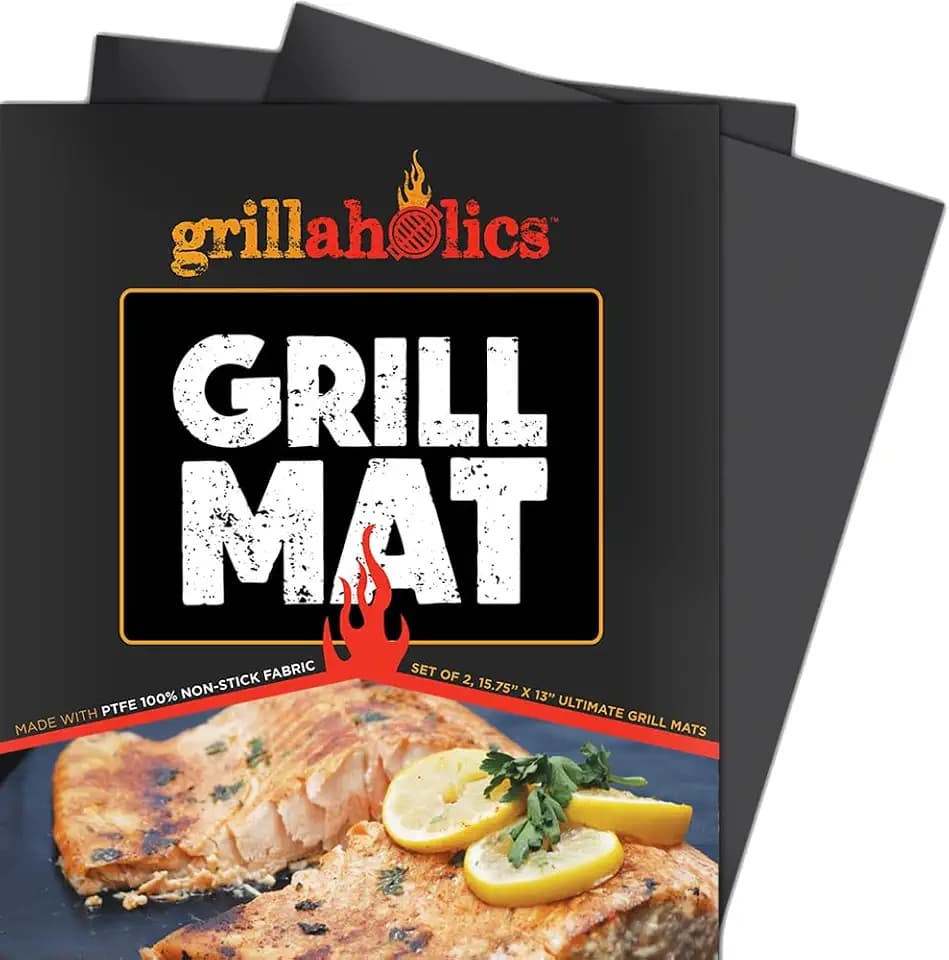 Grillaholics Reusable Non-Stick Grill Mats for Outdoor Grill | Set of 2