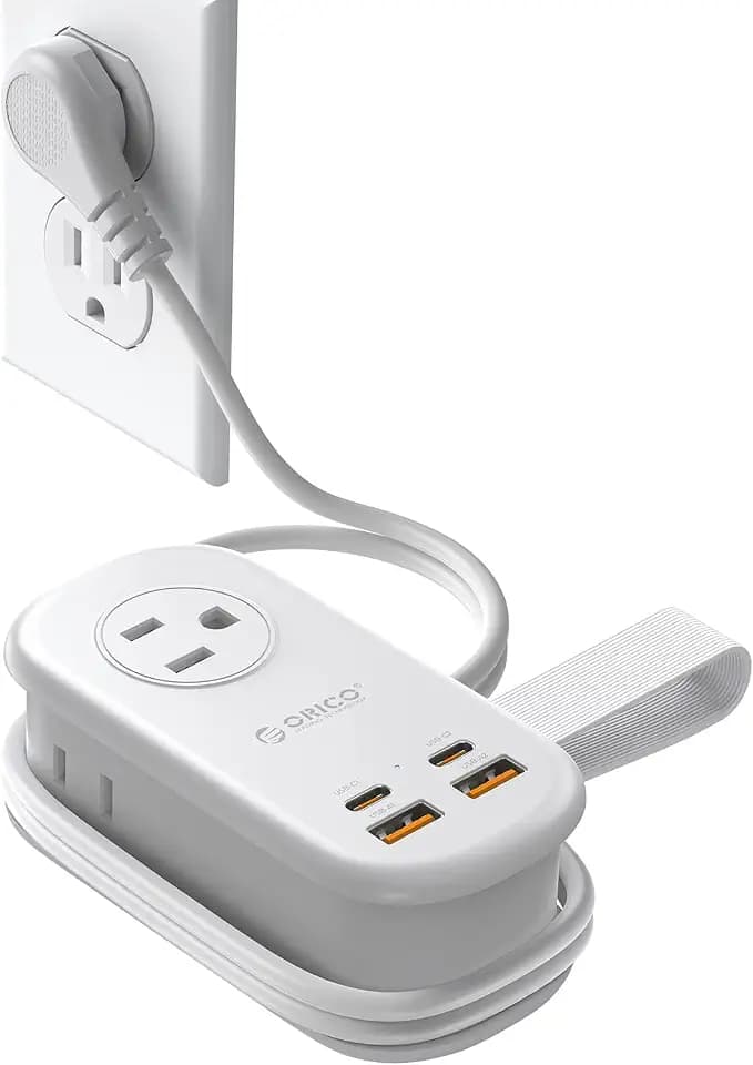 ORICO 65W GaN Travel Power Strip with Flat Plug and 4FT Extension Cord