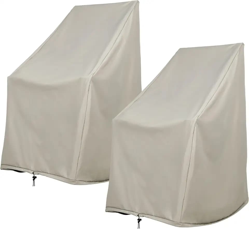 Shine Company Weatherproof Outdoor Rocking Chair Cover Set of 2, 100% Woven Polyester, Elastic Cord with Toggle, Gray, 2-Pack