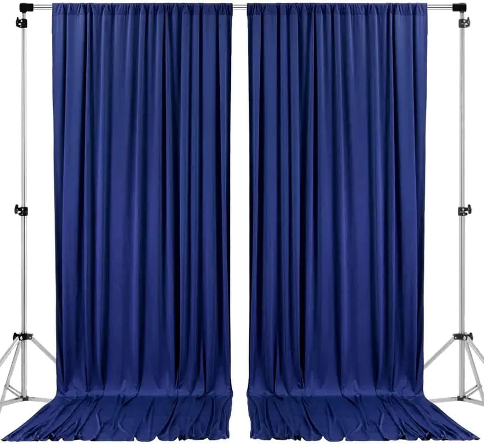 AK TRADING CO. 10 feet x 10 feet Polyester Backdrop Drapes Curtains Panels with Rod Pockets - Wedding Ceremony Party Home Window Decorations - Navy Blue
