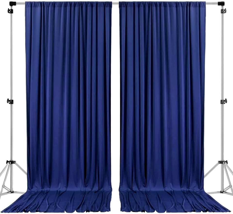 AK TRADING CO. 10 feet x 8 feet IFR Polyester Backdrop Drapes Curtains Panels with Rod Pockets - Wedding Ceremony Party Home Window Decorations - Navy Blue