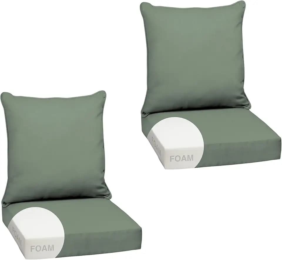 Arden Outdoor Deep Seat Cushion Set, Foam, 24x24, Sage Green Texture