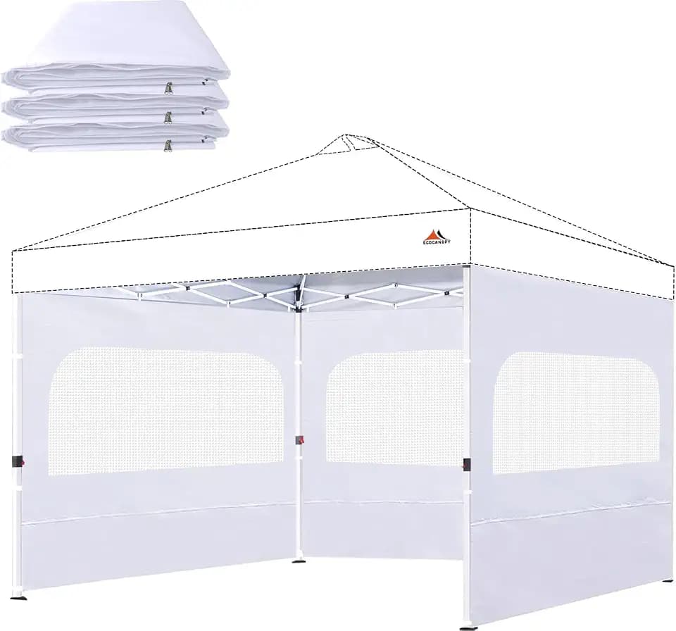 SCOCANOPY Sunwall for 10x10 Canopy Frame with Zipper, 3Pack Sunwalls Only, (White)