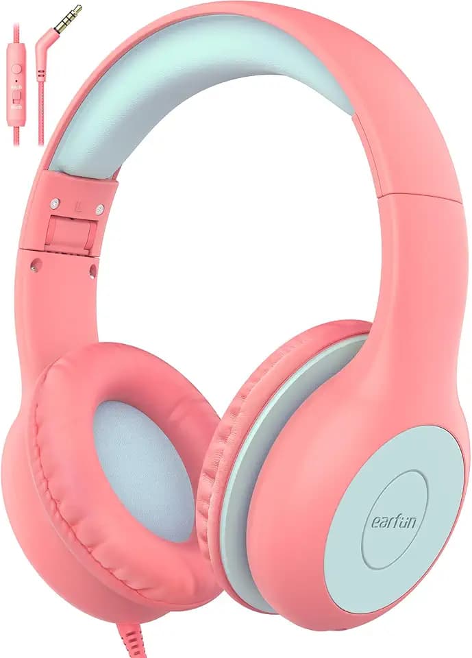 EarFun K1 Kids Headphones Wired with Mic, Volume Limit Headphones for Kids