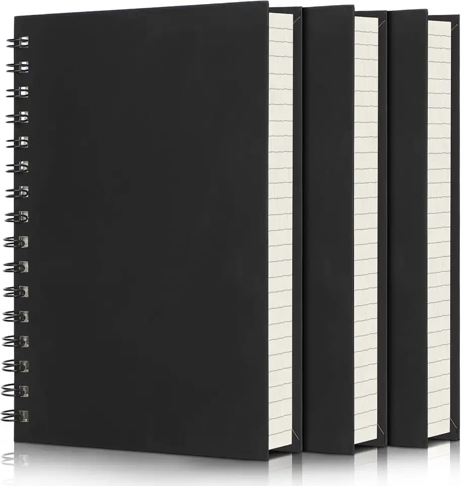 EUSOAR Spiral Notebook College Ruled, 3packs Black A5 5.5" x 8.3" Tear-off Paper Thick Hardcover, 160Pages/ 80Sheets 100GSM Lined Pages, Notebooks for Work Office Journaling Sketchbook Travel Diary