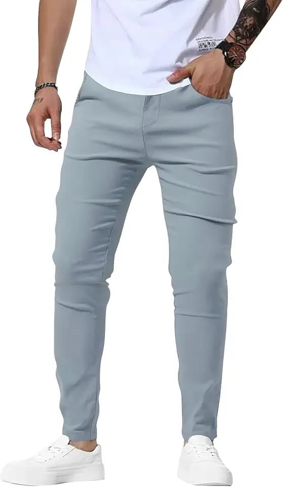Men's Slim Fit Dress Pants Casual Stretchy Tapered Skinny Twill Chino Pants