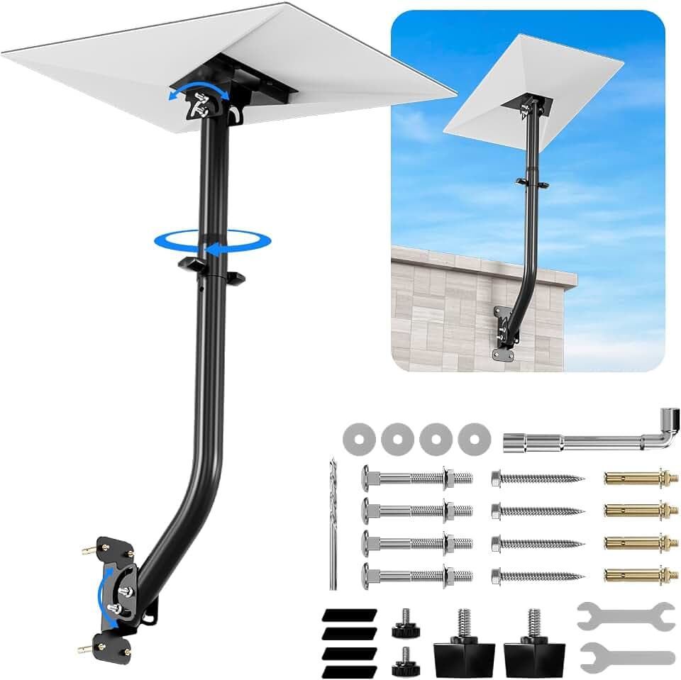 Starlink Wall Mount for Gen 3/4/4X Standard, 360 Degree Swivel Extendable Starlink Mounting Kit with All Aluminum Pipe Adapter, Weatherproof Starlink Gen 3 Mount for V3/4/4X (Black)