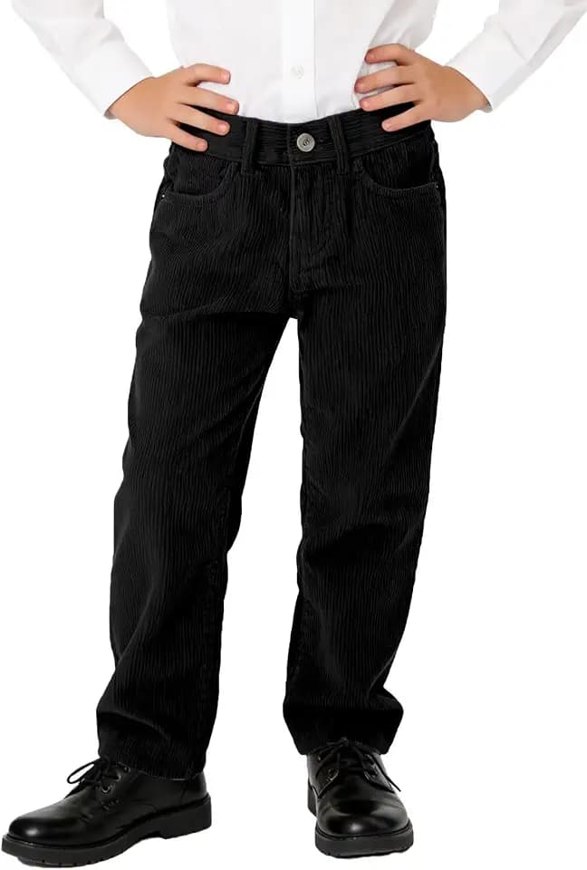 Boys Corduroy Pants Flat Front Dress Pants for Kids School Uniform