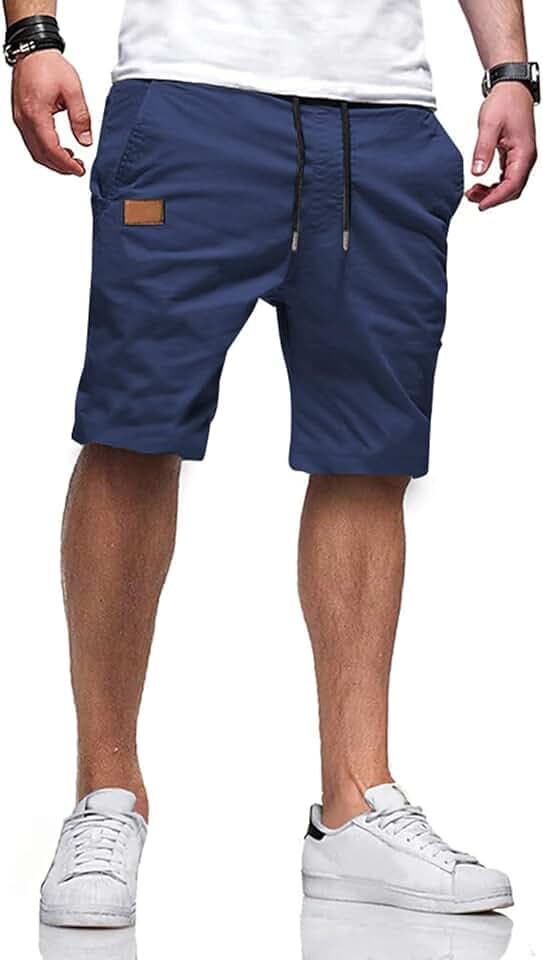JMIERR Mens Cotton Stretch Shorts Casual Drawstring Twill Chino Shorts