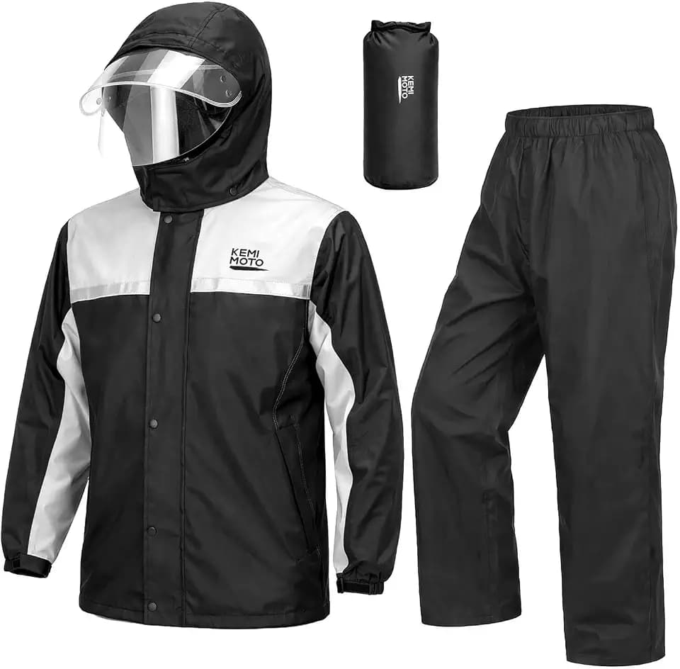 KEMIMOTO Regenanzug für Herren, Wasserdichter Regenmantel, Atmungsaktiv Regenbekleidung Regenjacke für Camping, Wandern, Reisen, Radfahren