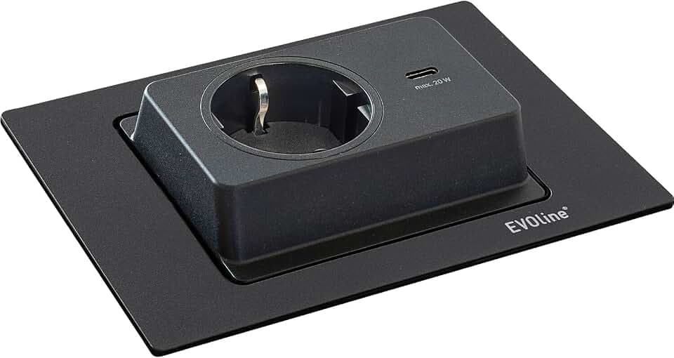 EVOline Spin, 1 Stk. Schukosteckdose, USB-C-Charger, schwarz matt