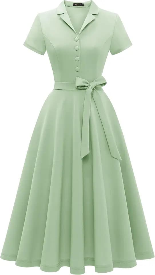 Wedtrend Women's Vintage Tea Dress, Short Sleeve Cocktail Party Dress Work Church Casual Dress