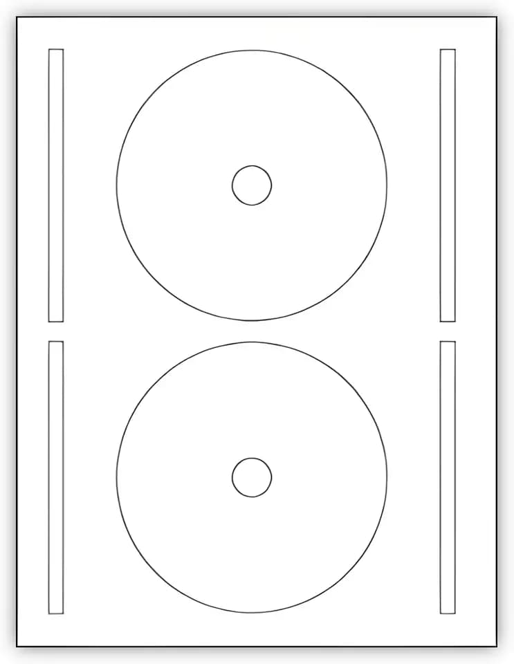 50 Bogen DIN A4 zu je 2 CD/DVD Etiketten Ø 117 = 100 bedruckbare CD/DVD-Etiketten, inkl. Positionierhilfe, mattweiß, selbstklebend. Kompatibel mit allen gängigen Drucksystemen und Softwareprogrammen.