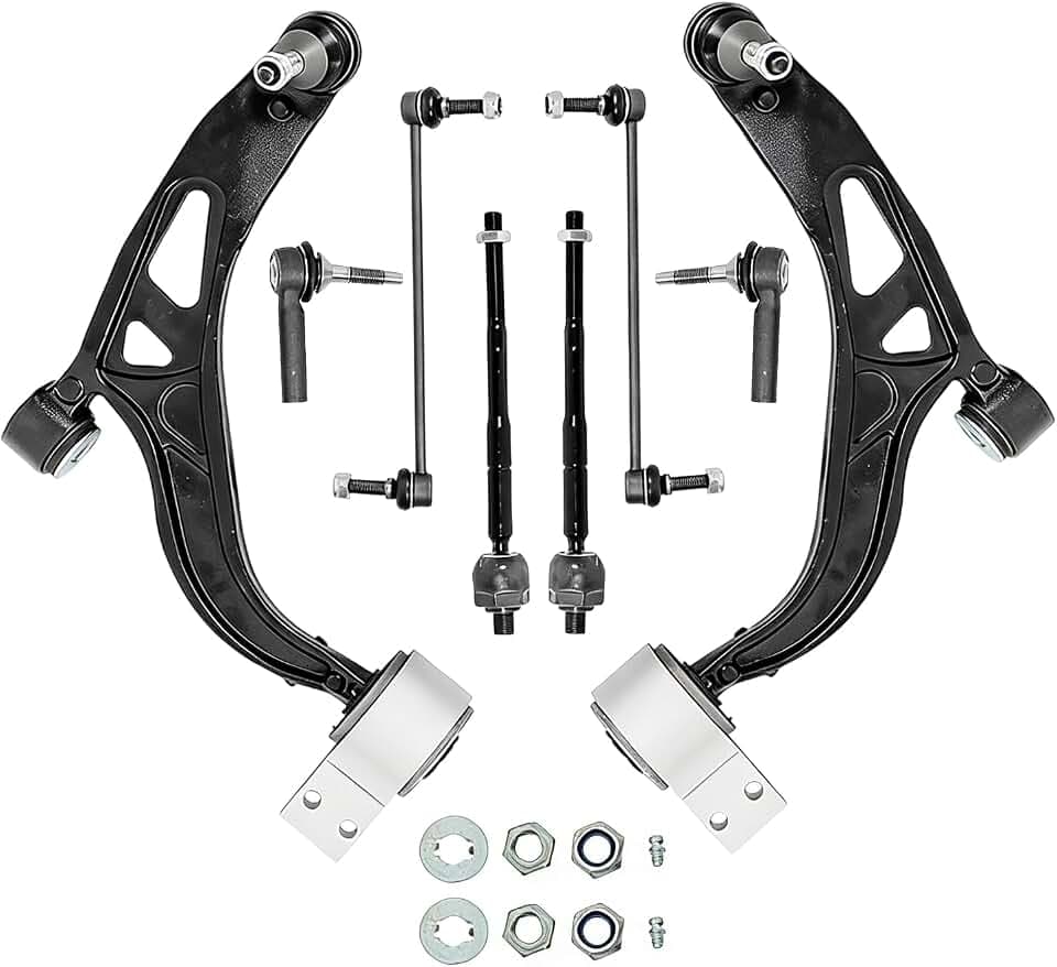 8PCS Front Suspension Kit Lower Control Arms w/Ball Joints Tie Rod Ends Sway Bar Links Compatible with 2010-2012 Ford Flex Taurus Lincoln MKS MKT, OE MS401121 MS401122 EV800221