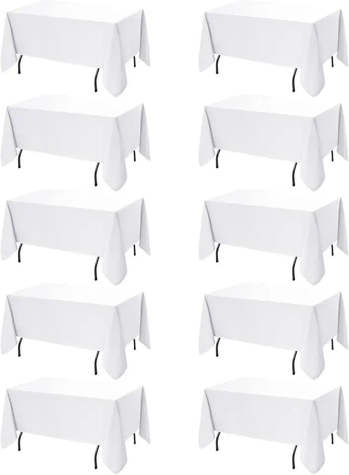 10-Pack White Tablecloths for Rectangle Tables, 60 x 120 Inches