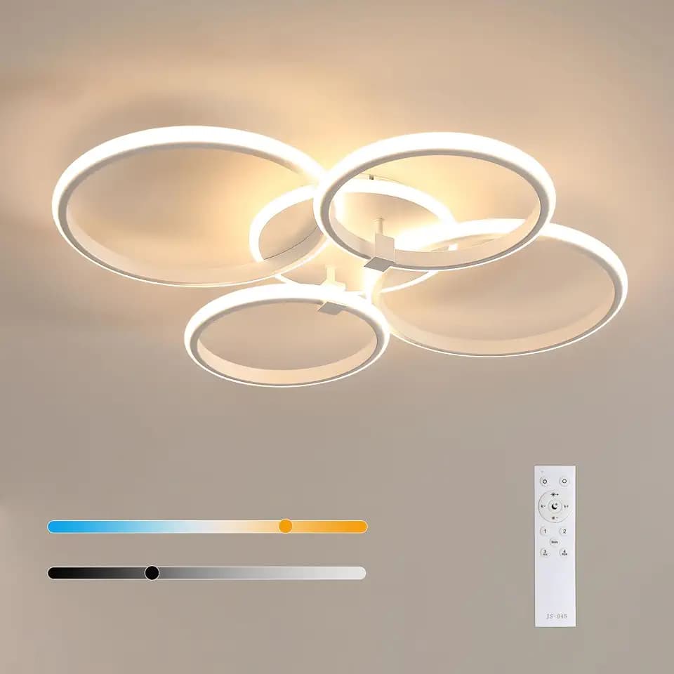 Goeco LED Deckenleuchte 39W Runde Deckenlampe Dimmbar Mit Fernbedienung, 4 Fimmige, 3000K-6500K Einstellbare Helligkeit Memory-Funktion, LED Lampen Deckenbeleuchtung für Schlafzimmer Wohnzimmer, Weiß