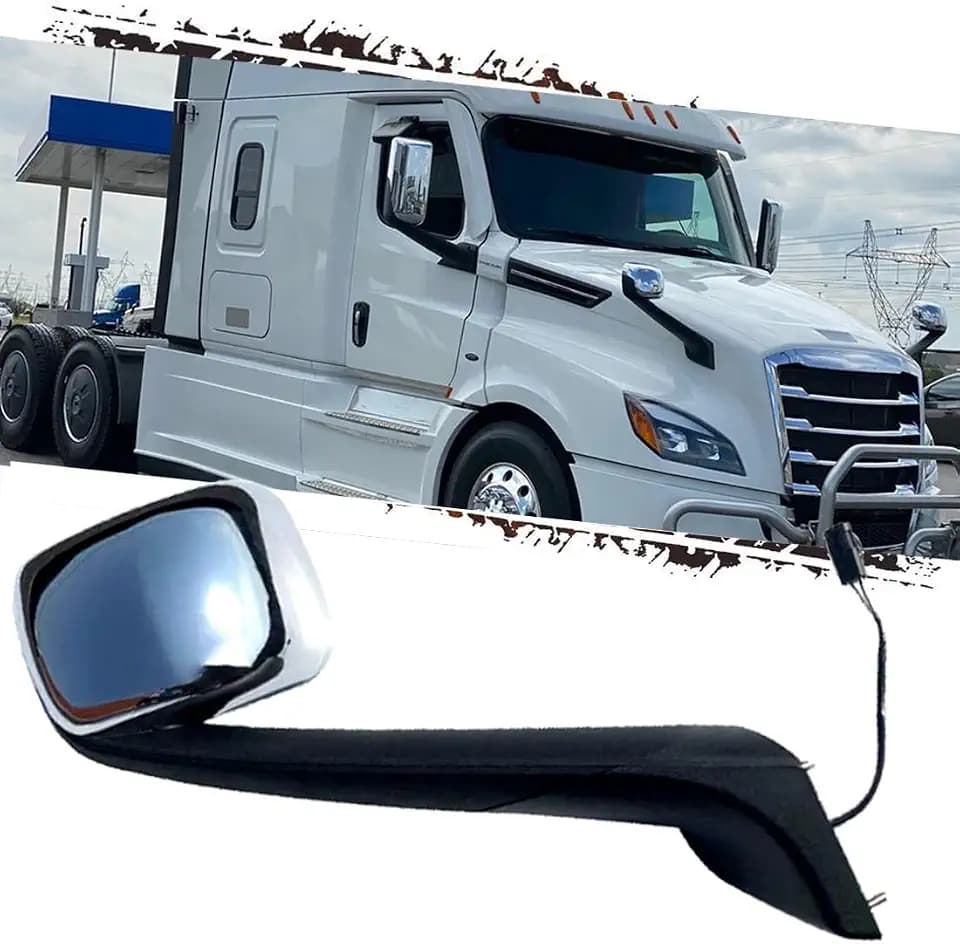 Hood Mirror fit for Truck Freightliner Cascadia 2018-2021, Assembly Passenger Side Chrome with Heater, Hood Mirror for Cascadia.Right Side.