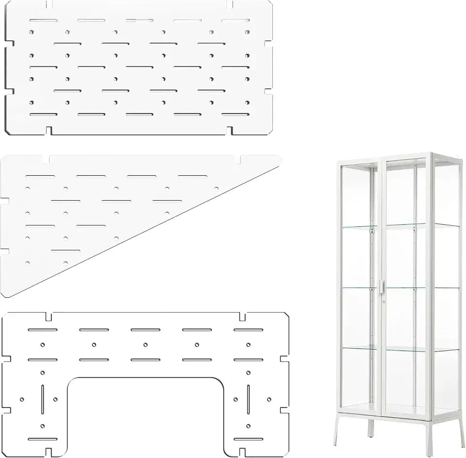 LUVCOSY Acrylic Shelves for IKEA Milsbo Tall Greenhouse Cabinet- 8mm Thick, Clear Acrylic Plant Corner Shelves Compatible with Tall IKEA Milsbo Glass Cabinet - 3 Pack Combo Set