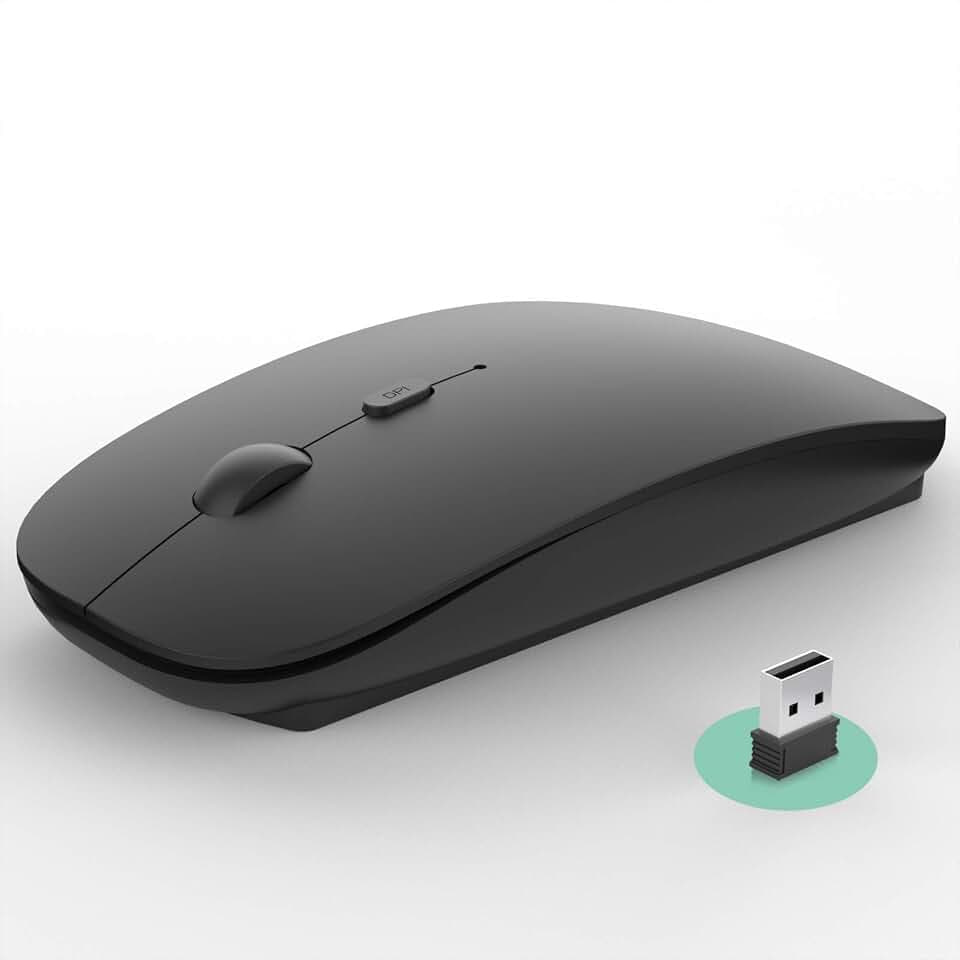 PASONOMI Maus Kabellose, Leise Funkmaus 2.4G Optische Computermaus mit USB-Empfänger 3 einstellbare DPI Kompatibel mit Computer, Laptop, PC (schwarz)