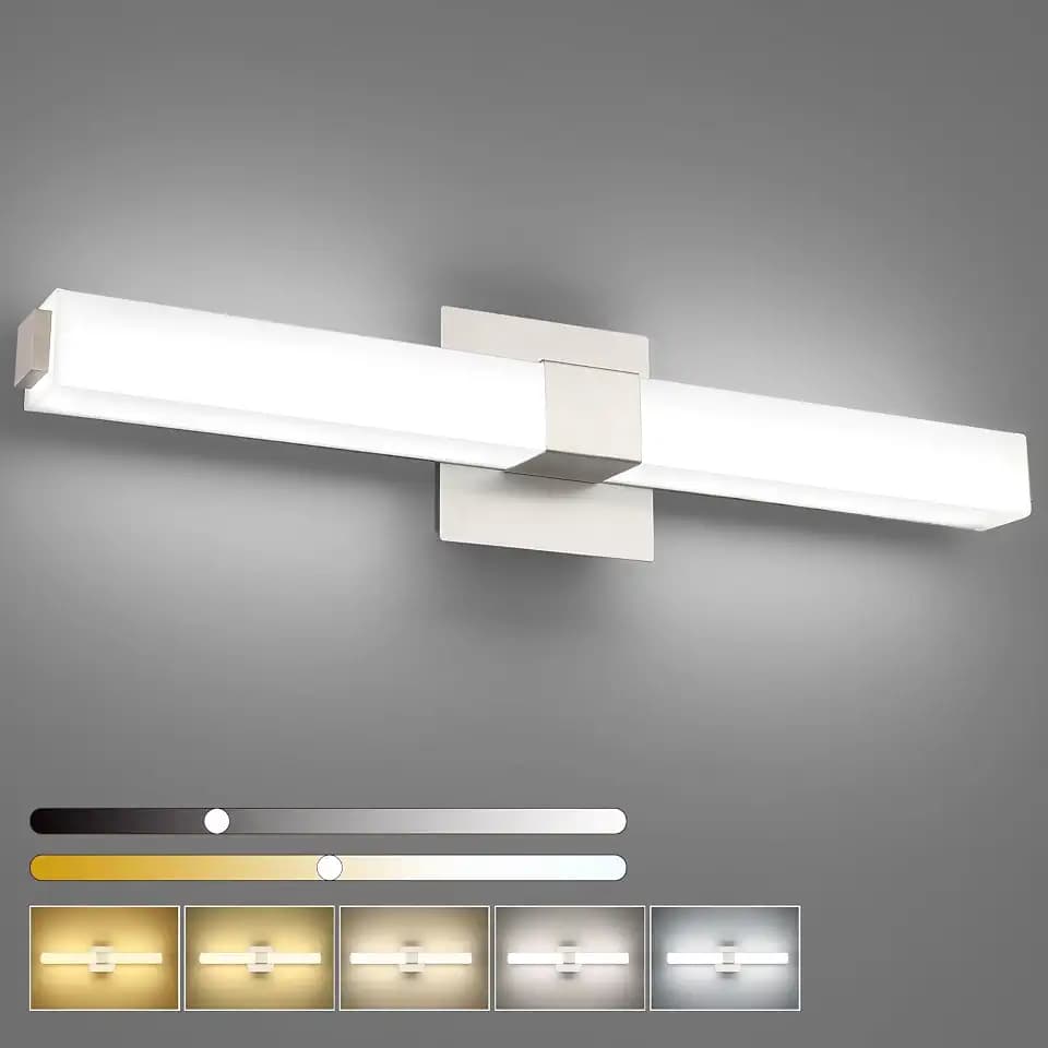 Brushed Nickel Vanity Lights for Bathroom 24 Inch, Modern LED Bathroom Lighting Fixtures Over Mirror, 18W 5CCT Dimmable Vanity Lights Bar