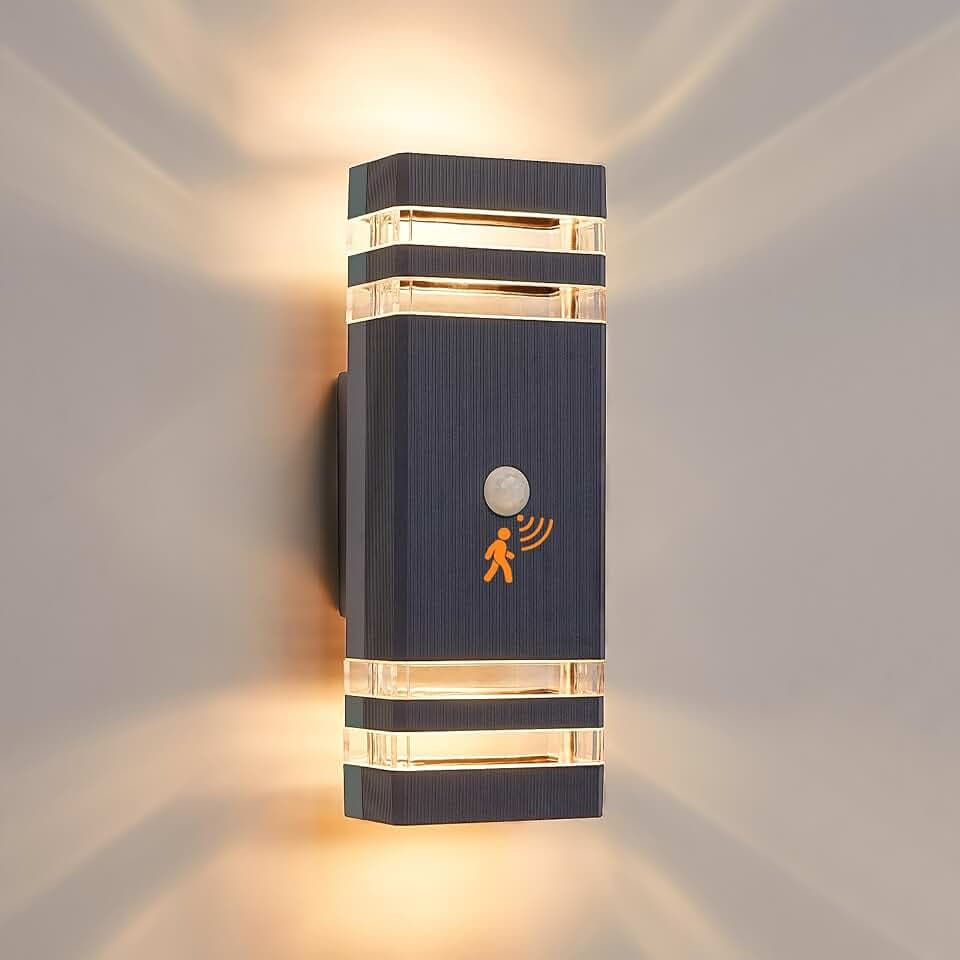 Aussenlampe Außenlampe mit Bewegungsmelder - LED GU10 Außenleuchte Aussenleuchte Wand, IP65 GU10 Up Down Wandleuchte Wandlampe aussen, Außenbeleuchtung Ausenbeleutung Hauswand, Anthrazit
