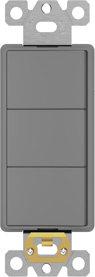 ENERLITES Gray Triple Paddle Decorator Single Pole Switch, 15A, 1 Pack