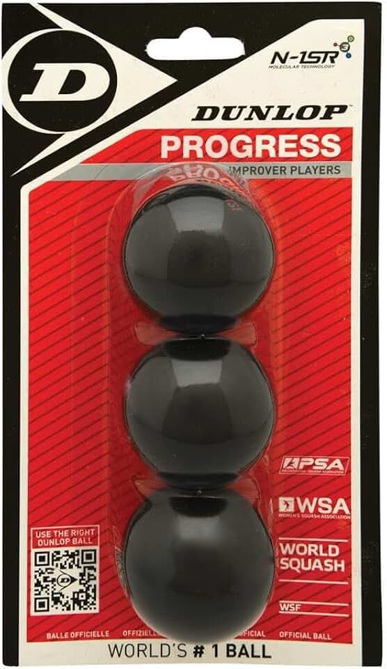 Dunlop Squashbälle Progress, Roter Punkt | 6 % größer als Pro | 20 % längere Flugzeit | Mehr Reaktionszeit | Kontrolle & Vertrauen für Spieler in Entwicklung
