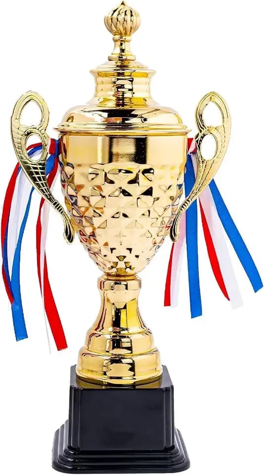 Malloom Großer Gold Pokal, Sieger Pokal mit Deckel 35 cm, Sieger Trophäe für individuell gestaltete Erinnerungen, Goldauszeichnung für Sport, Turniere, Wettbewerbe