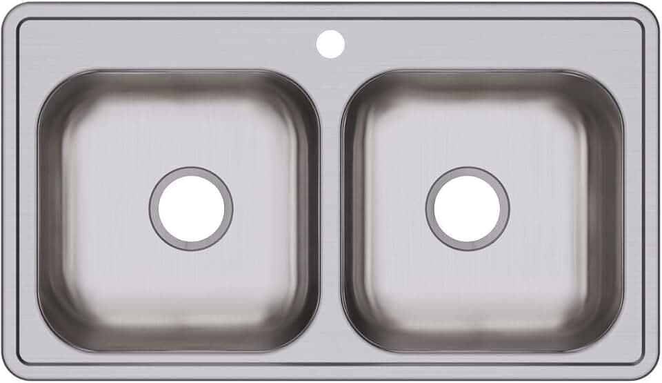 Elkay Dayton D233191 Equal Double Bowl Drop-in Stainless Steel Sink 33 x 19 x 6.4375"